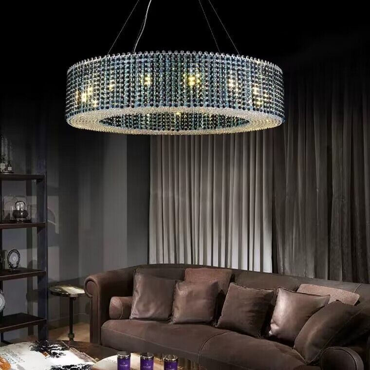 Italian Modern Light Luxury Round Crystal Chandelier Decorative Light Fixture for Living Room/Dining Room-MEET LIGHTING