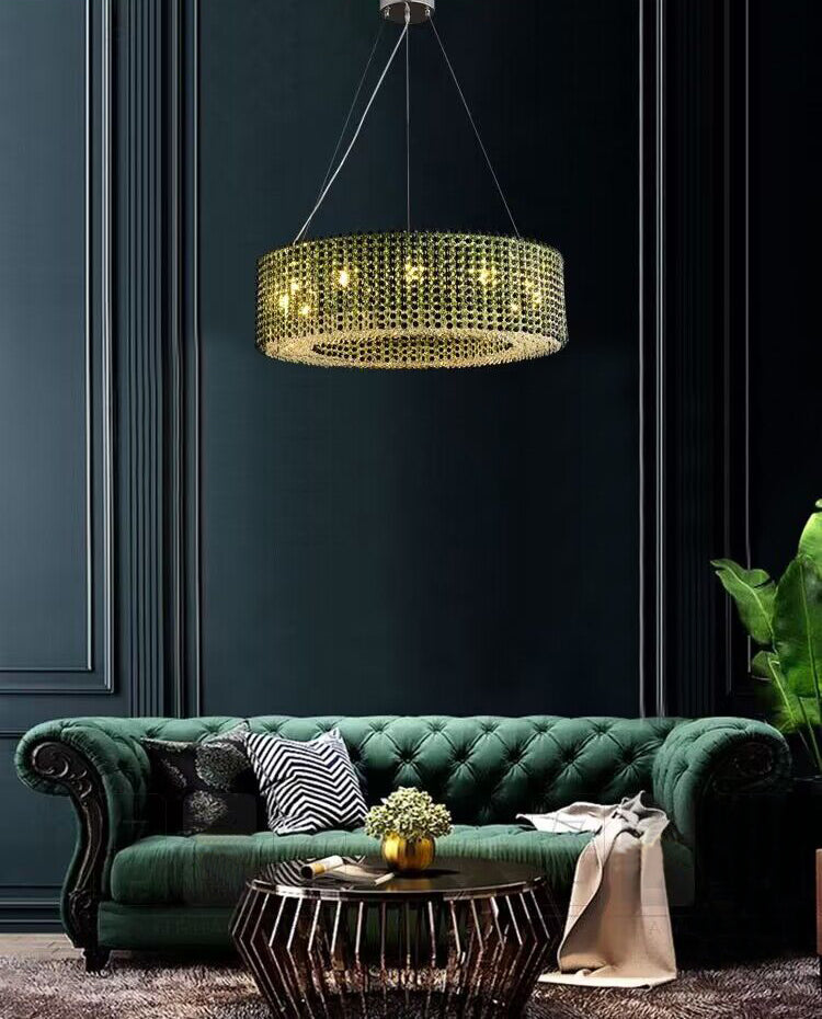Italian Modern Light Luxury Round Crystal Chandelier Decorative Light Fixture for Living Room/Dining Room-MEET LIGHTING