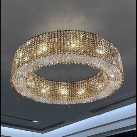 Italian Modern Light Luxury Round Crystal Chandelier Decorative Light Fixture for Living Room/Dining Room-MEET LIGHTING