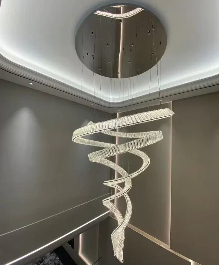 Designer Foyer Living Room Ceiling Light Fixture Stylish Spiral Crystal Chandelier for Hotel Entrance-MEET LIGHTING