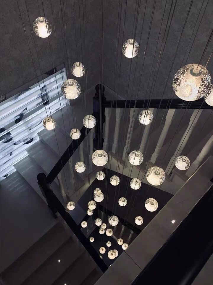 Oversized Nordic Art Round Air Bubbles Pendant Chandelier for Stairs/Spiral Staircase/Hotel Lobby-MEET LIGHTING