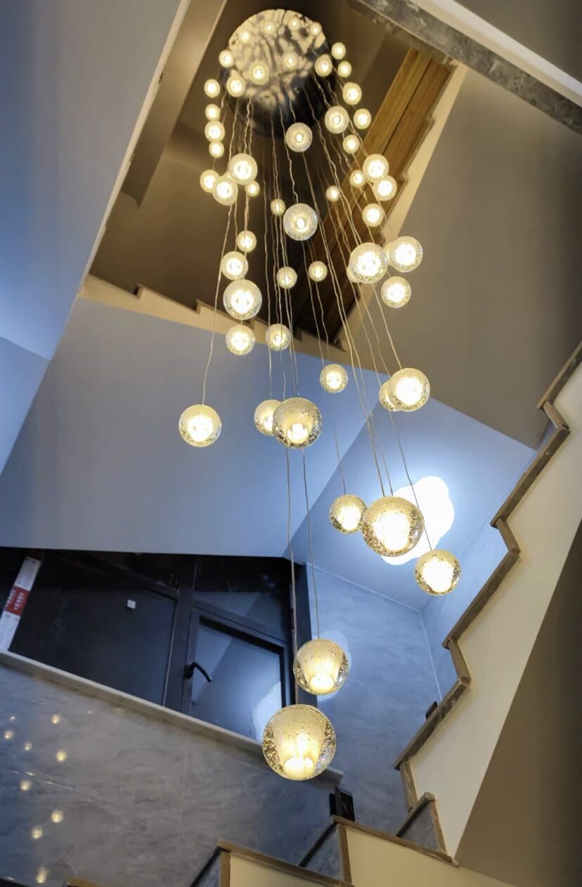 Oversized Nordic Art Round Air Bubbles Pendant Chandelier for Stairs/Spiral Staircase/Hotel Lobby-MEET LIGHTING