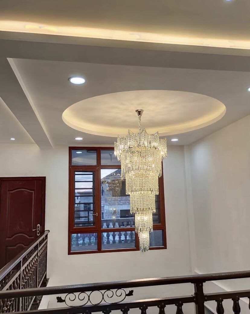 Extra Large Luxury Multi-tiered Crystal Chandelier in Gold Finish for Foyer/Staircase-MEET LIGHTING