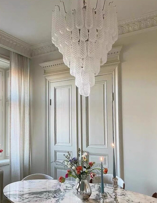 Light Luxury Multi-layered Teardrop Waterfall Chandelier for Living Room/Bedroom-MEET LIGHTING