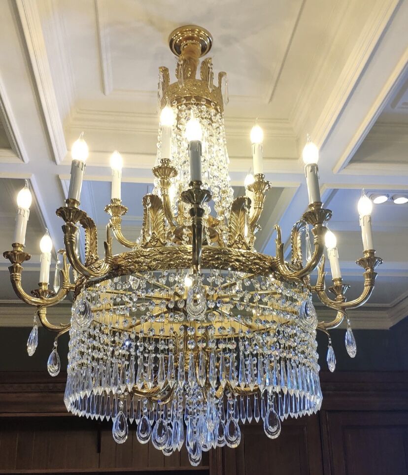 Stunning Oversized Luxury Golden Metal Candle Crystal Tassel Chandelier For High-ceiling Staircase/Entryway/Living/Meeting Room-MEET LIGHTING