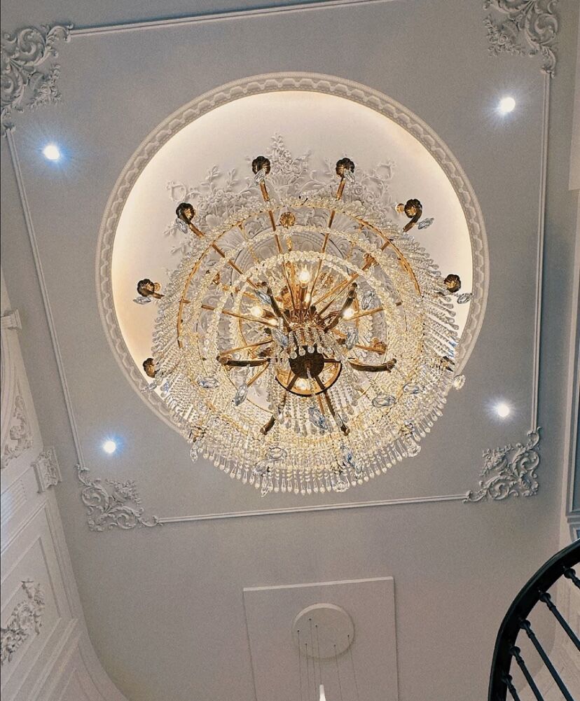 Stunning Oversized Luxury Golden Metal Candle Crystal Tassel Chandelier For High-ceiling Staircase/Entryway/Living/Meeting Room-MEET LIGHTING