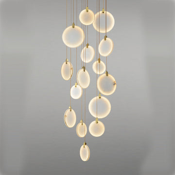 Queenie marble disc Long Round chandelier For Loft-MEET LIGHTING