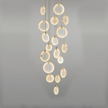 Queenie marble disc Long Round chandelier For Loft-MEET LIGHTING