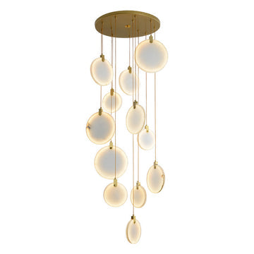 Queenie marble disc Long Round chandelier For Loft-MEET LIGHTING
