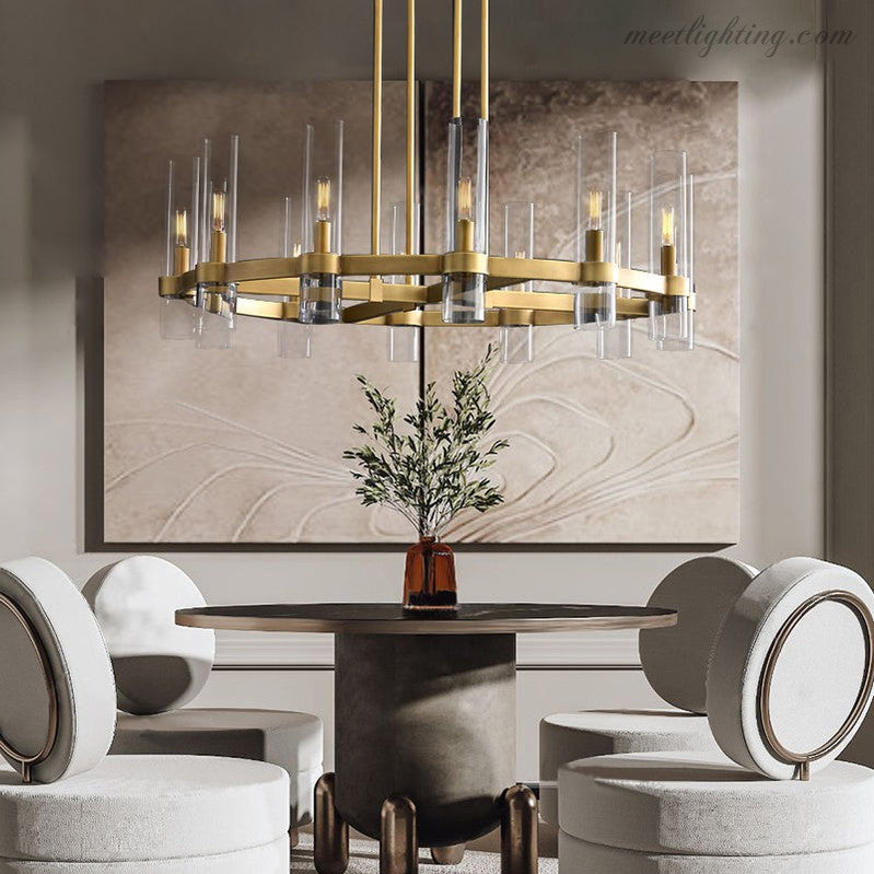 Ravelle Art Blown Glass Round Chandelier 36" Over Dining Table-MEET LIGHTING