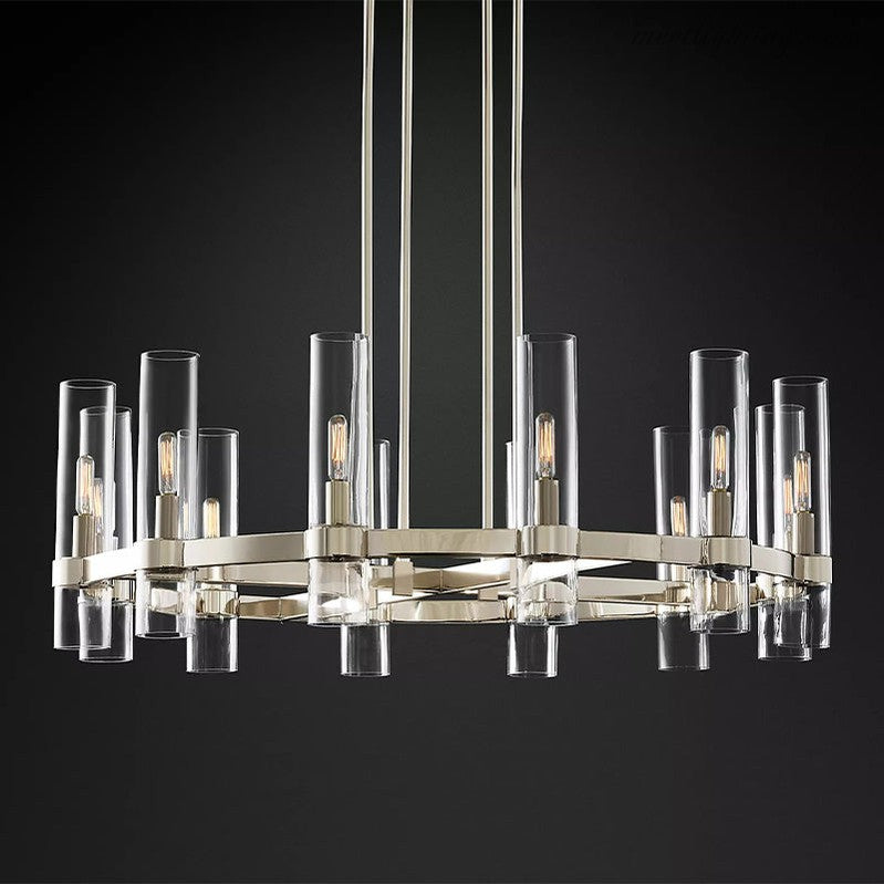 Ravelle Art Blown Glass Round Chandelier 36" Over Dining Table-MEET LIGHTING