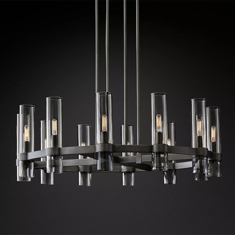 Ravelle Art Blown Glass Round Chandelier 36" Over Dining Table-MEET LIGHTING