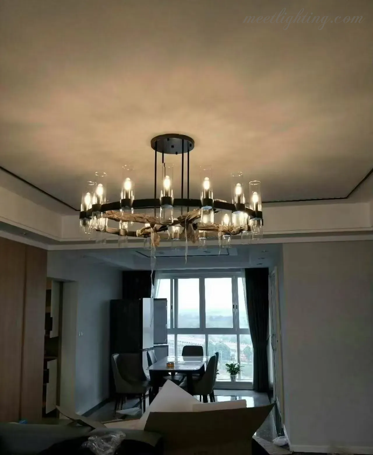 Ravelle Art Blown Glass Round Chandelier 48" Over Dining Table-MEET LIGHTING