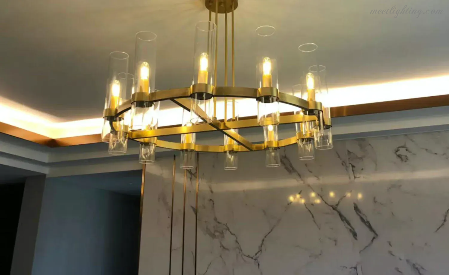 Ravelle Art Blown Glass Round Chandelier 60" Over Dining Table-MEET LIGHTING