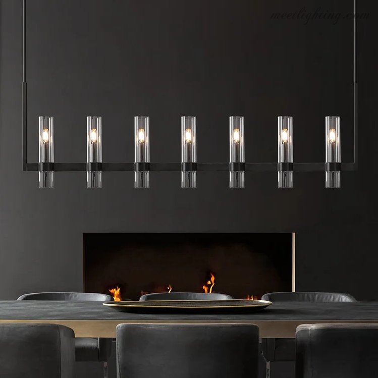 Ravelle Glass Shaded Modern Linear Chandelier 59"-MEET LIGHTING