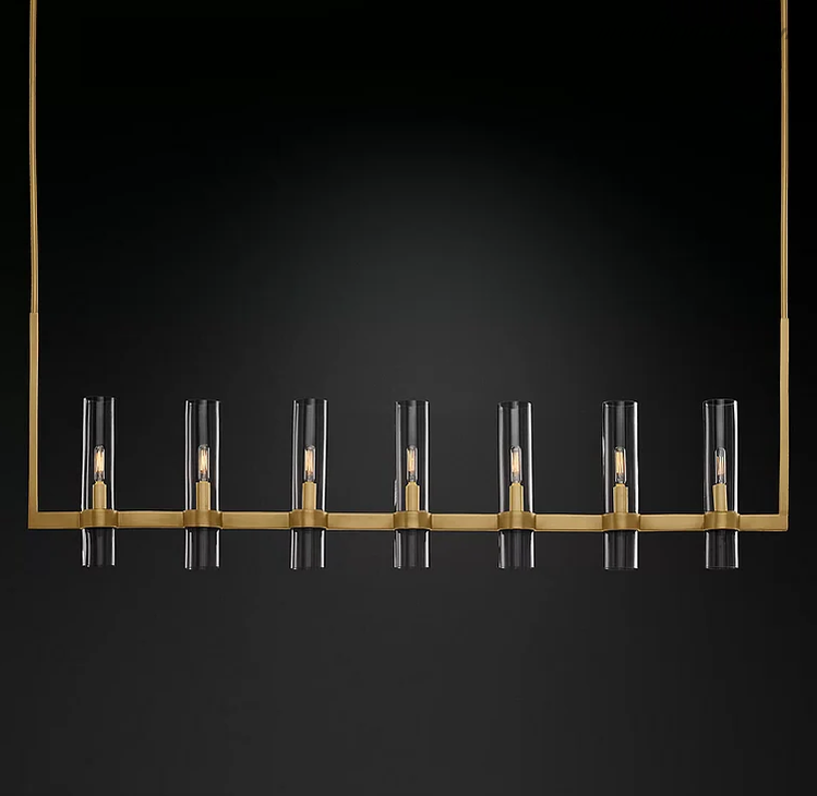 Ravelle Glass Shaded Modern Linear Chandelier 59"-MEET LIGHTING
