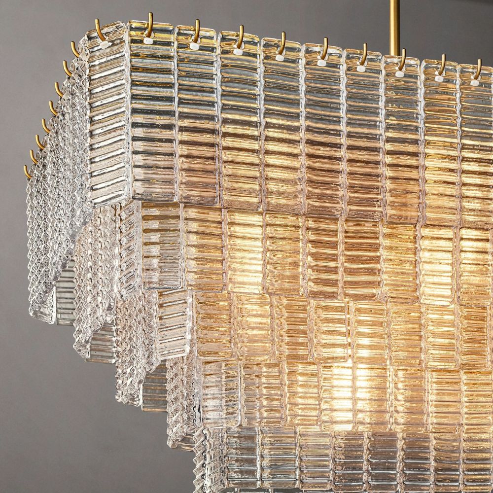 Siren Clear Glass Rectangle Chandelier 59"