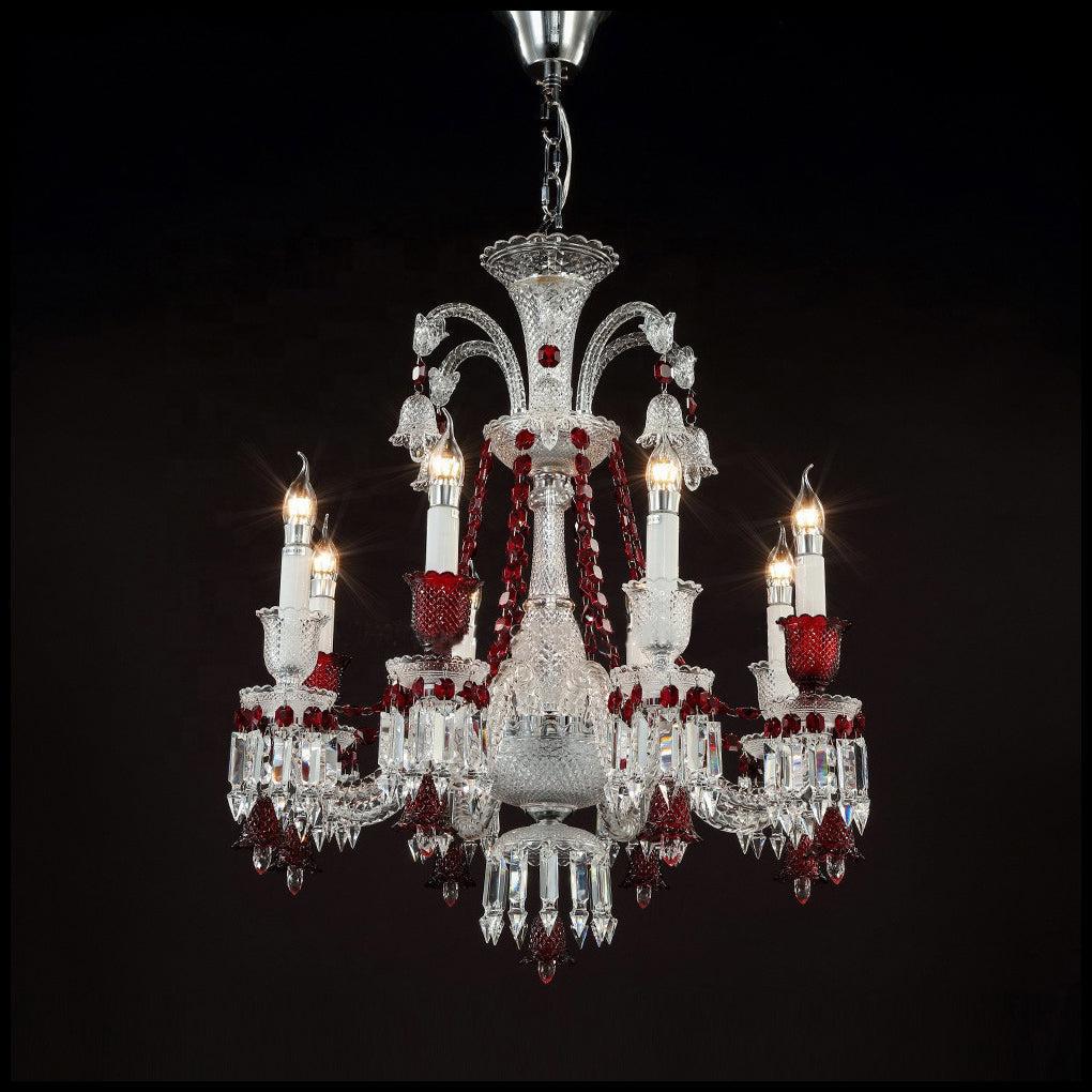 Bakala Red K9 Crystal Classic Chandelier 8 Lights For Living Room by Meetlighting