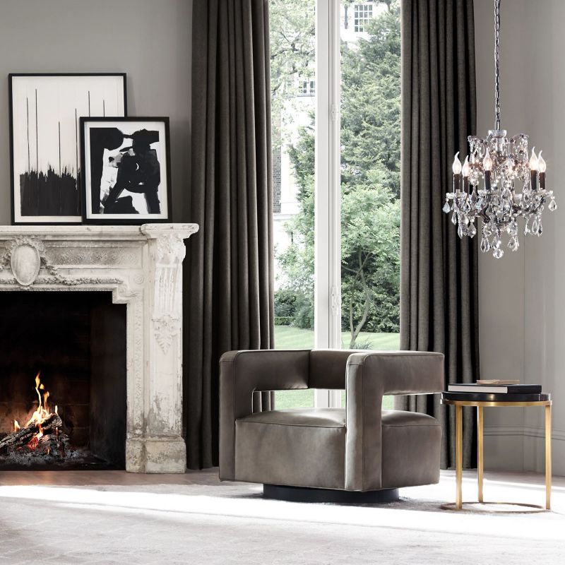 Rococo Iron & Crystal Round Chandelier 33"-MEET LIGHTING