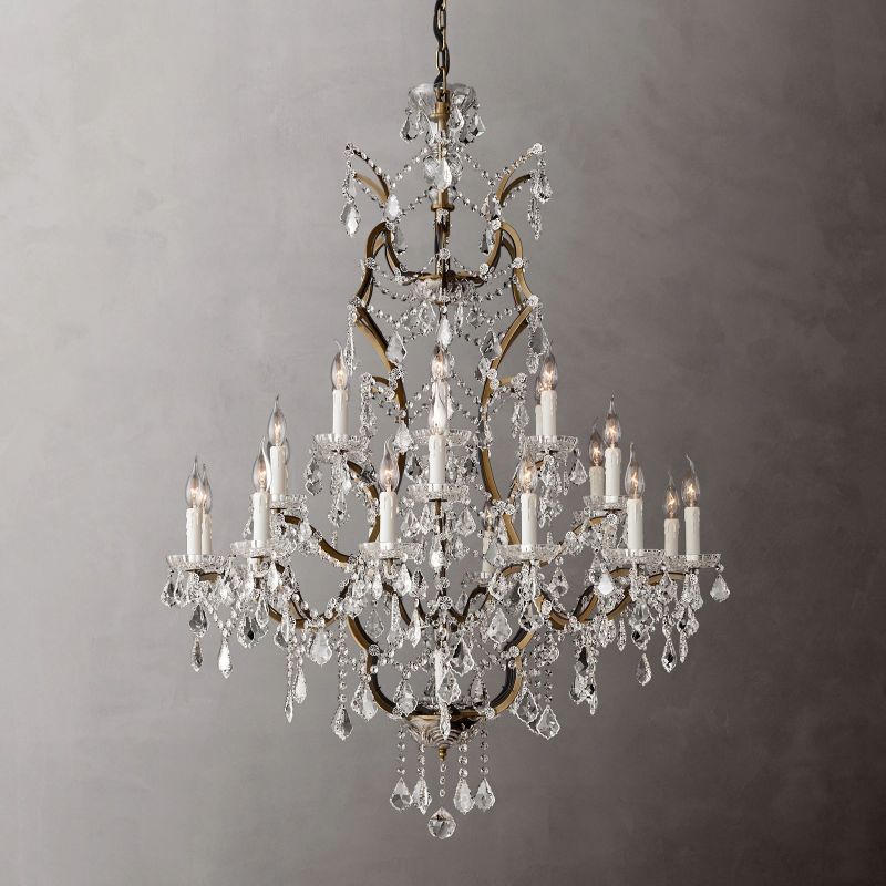 Rococo Iron & Crystal Round Chandelier 40"-MEET LIGHTING