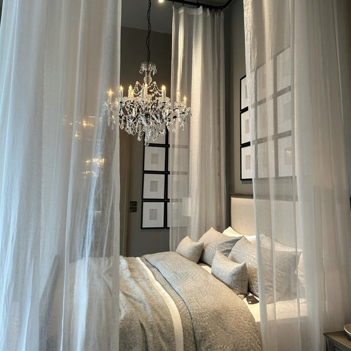 HA Rococo Iron Crystal Round Chandelier 33in Antique Brass