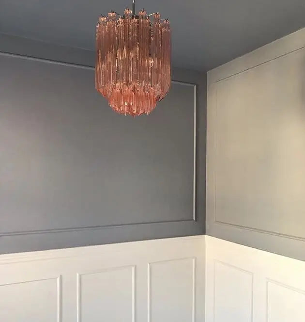 Murano Chandelier – Quadriedri – 47 prisms – Pink