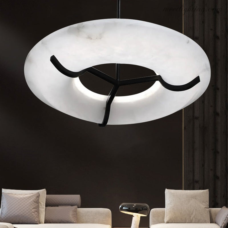 Round Alabaster Dining Room Chandelier-MEET LIGHTING