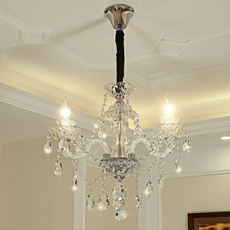 Rustic Antique European Candle Crystal Chandelier Popular Farmhouse Ceiling Light Fixture For Living Room-MEET LIGHTING