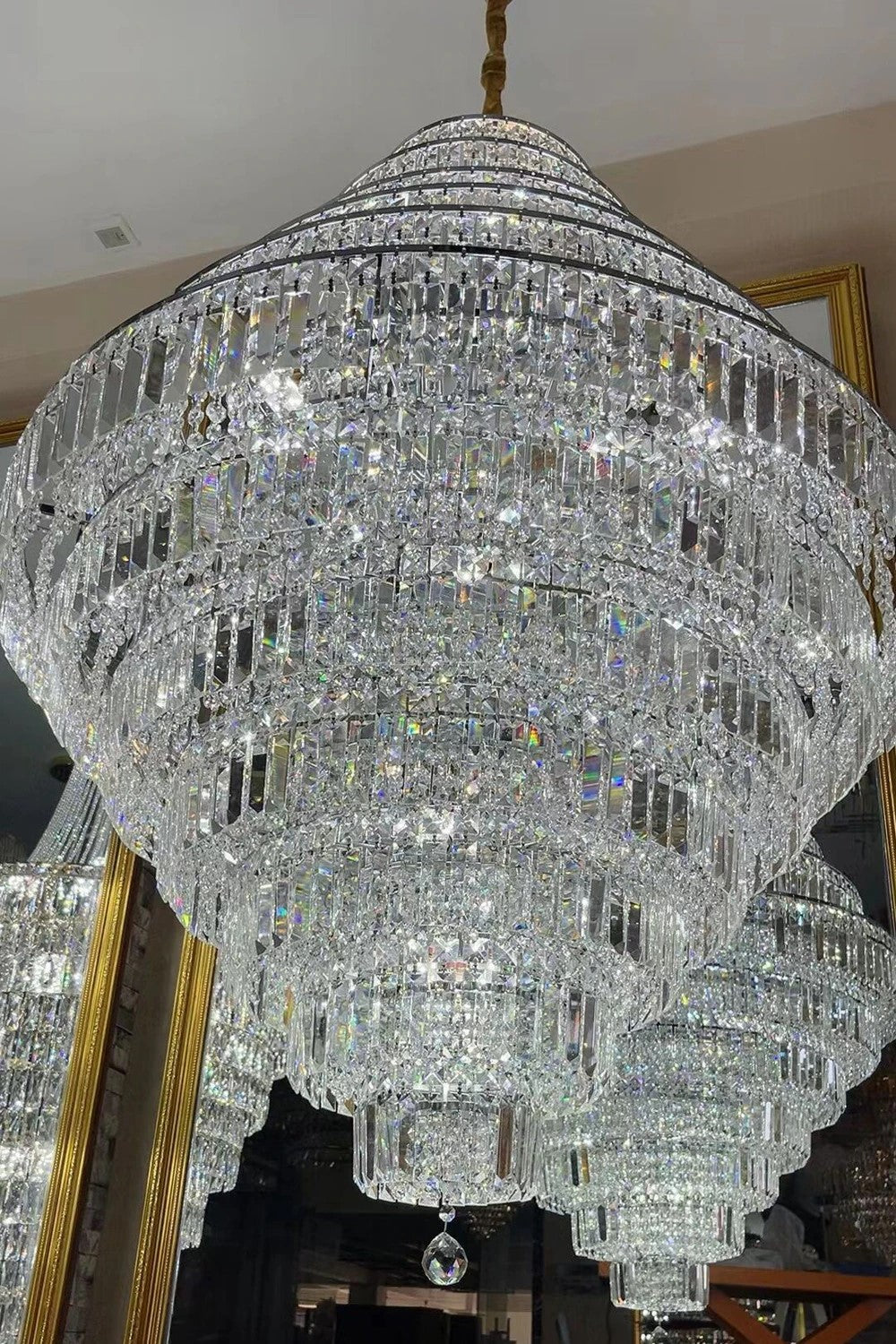 Chrome/ Silver/ Gold Extra Large Chandelier For Foyer Living Room Staircase Crystal Ceiling Lighting Fixture-MEET LIGHTING