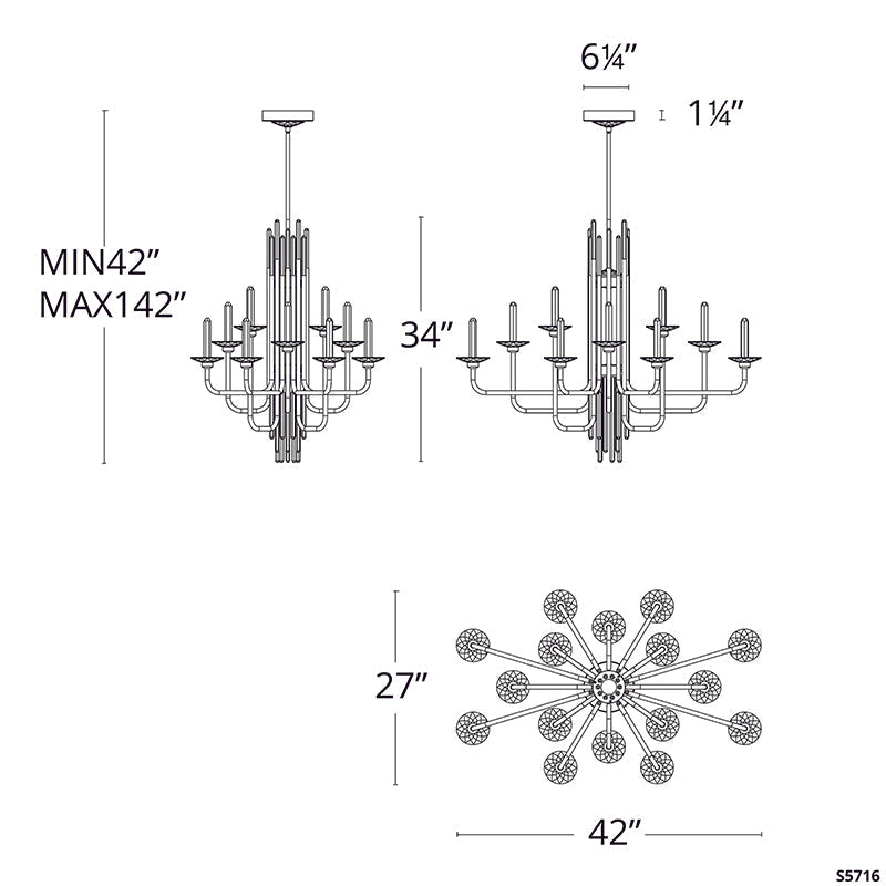 Meet Crystal Chandelier S5716 Calliope 42" LED Chandelier