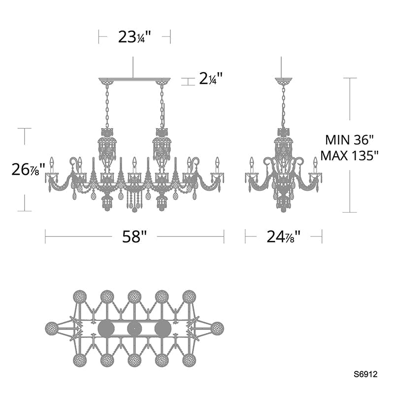 Meet Crystal Sterling Linear 12-lt 58" Chandelier