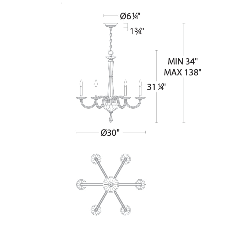 Meet Crystal Chandelier S9230 Habsburg 6-lt 30" Chandelier