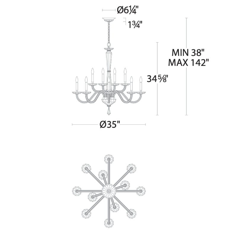 Meet Crystal Chandelier Habsburg 12-lt 35" Chandelier