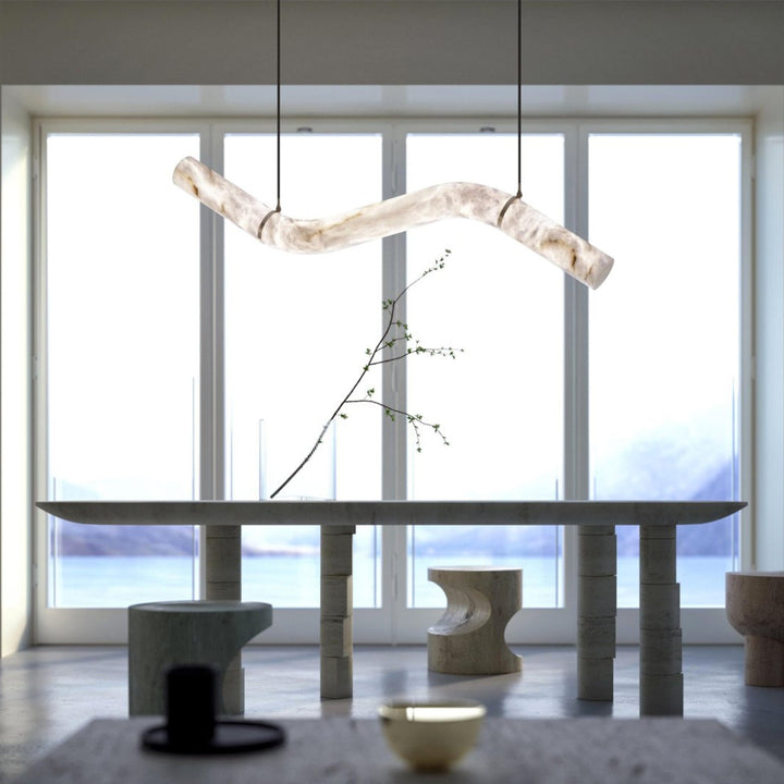 Simplicity Alabaster Linear Chandelier-MEET LIGHTING