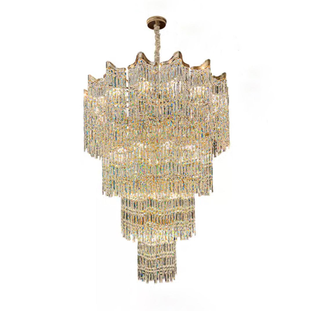 Extra Large Luxury Multi-tiered Crystal Chandelier in Gold Finish for Foyer/Staircase-MEET LIGHTING