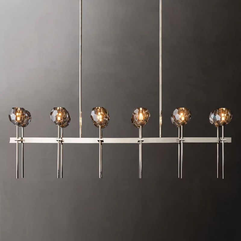 Boule Glass Double Linear Chandelier 60"
