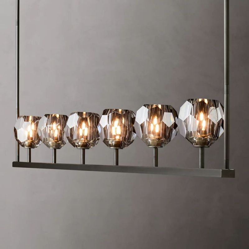 Boule Glass Linear Chandelier 60"