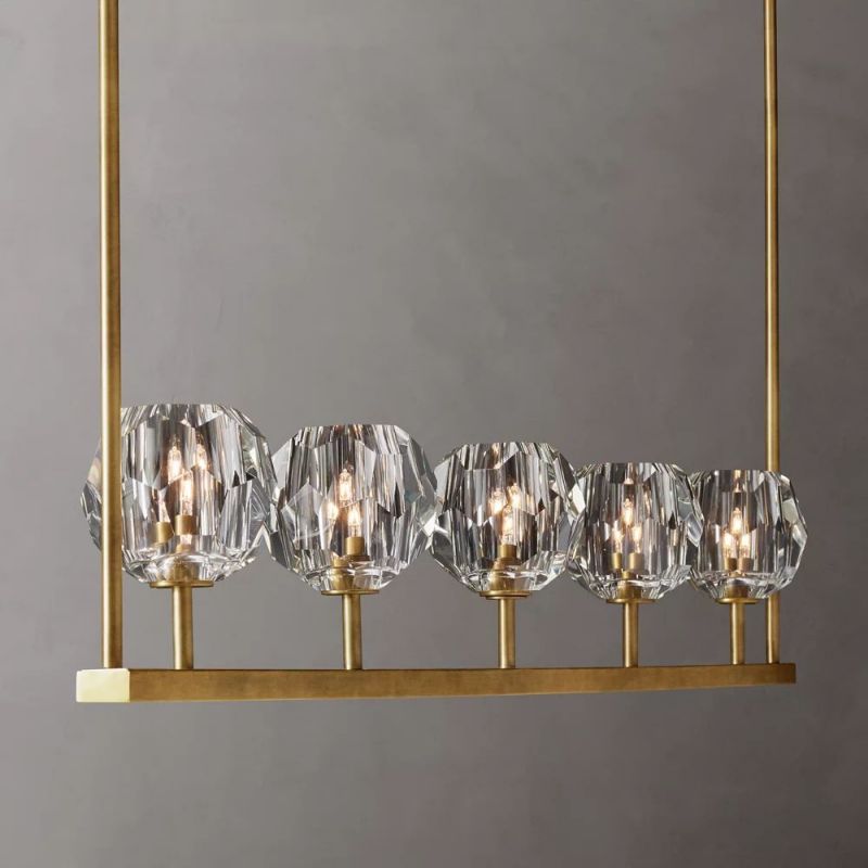 Boule Glass Linear Chandelier 48"