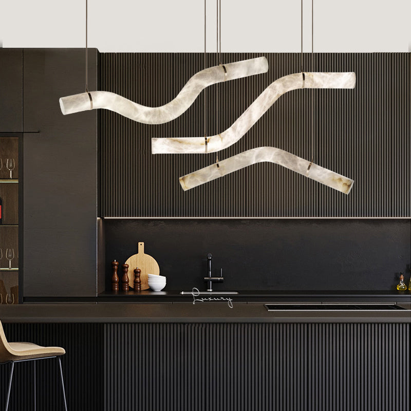 Simplicity Alabaster Linear Chandelier-MEET LIGHTING