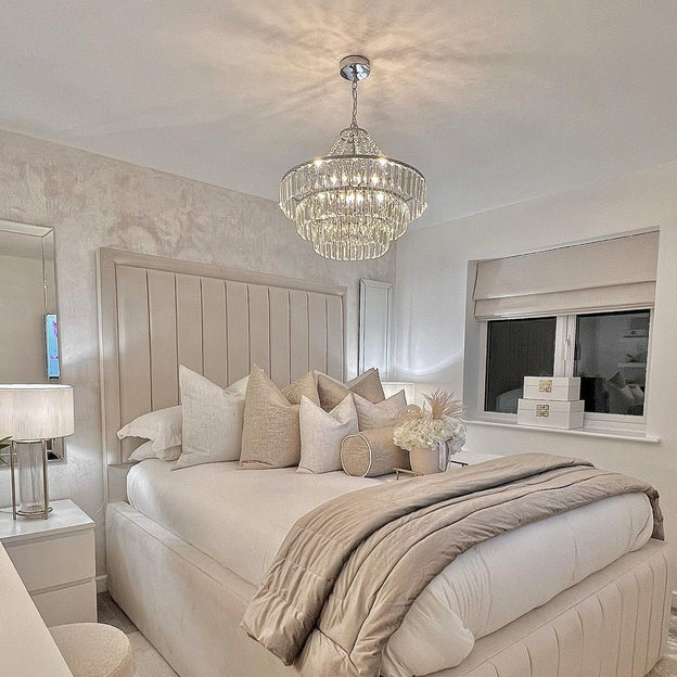 Light Luxury Round Tiered Crystal Chandelier for Living Room/Bedroom-MEET LIGHTING