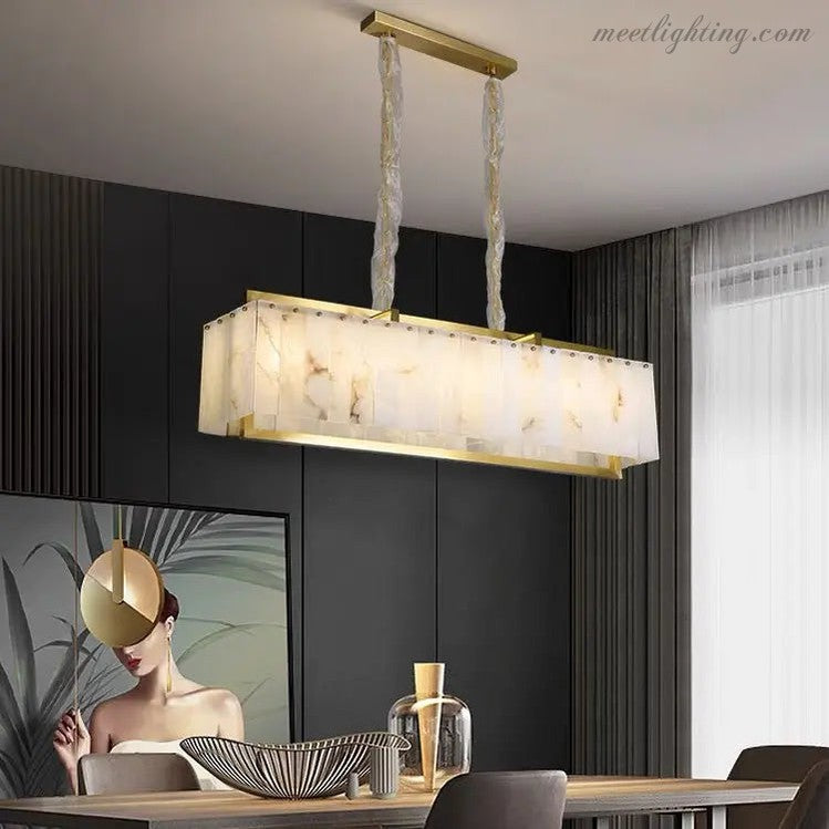 Spain Alabaster Rectangular Dining Room Chandeliers-MEET LIGHTING