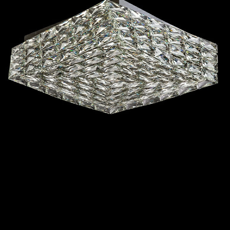 Square Crystal Flush Mounted Living/ Bedroom Chandelier Shining Ceiling Lighting Fixture For Hotel Decor-MEET LIGHTING