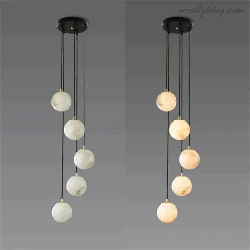 Theseus Alabaster Marble Global Wave Chandelier-MEET LIGHTING