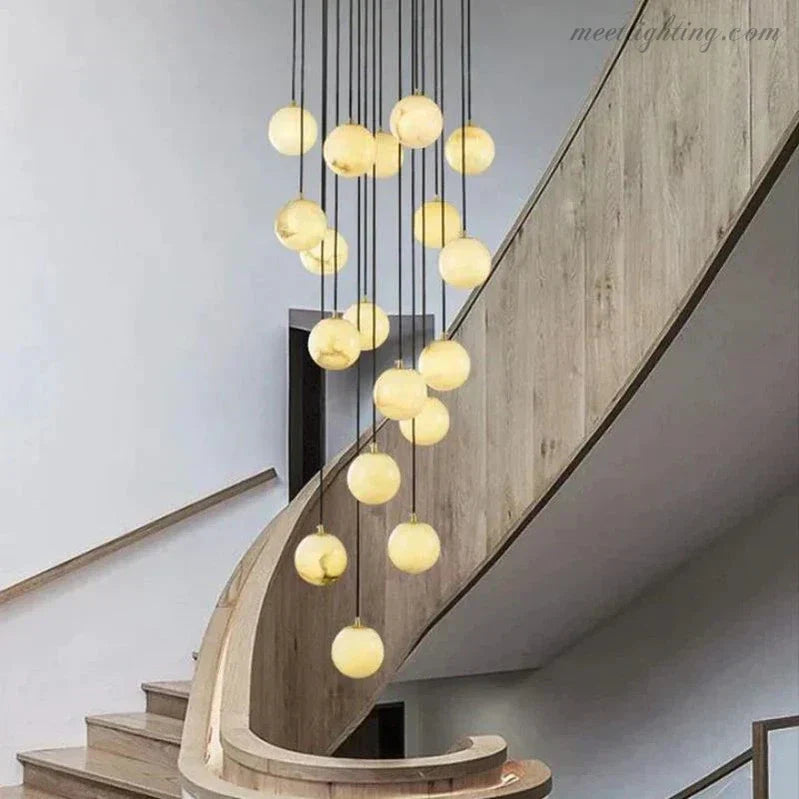 Theseus Alabaster Marble Global Wave Chandelier-MEET LIGHTING