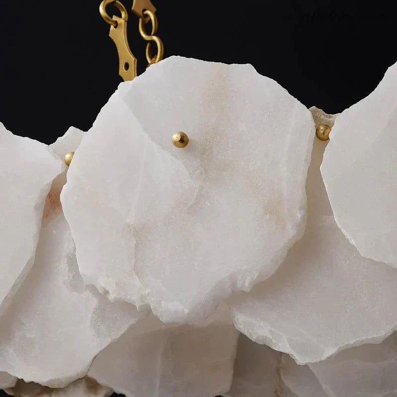 Theseus Alabaster Marble Modern Snowflake Linear Chandelier 47'' 62''-MEET LIGHTING