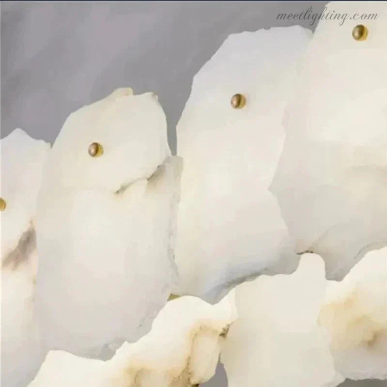 Theseus Alabaster Marble Modern Snowflake Round Chandelier-MEET LIGHTING