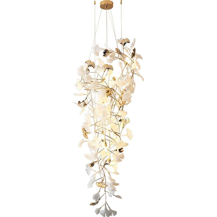 Tight Spiral Ginkgo Leaf Chandelier-MEET LIGHTING