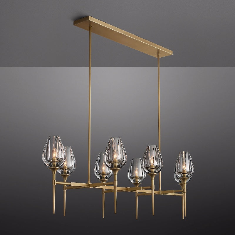 Tulip Linear Chandelier 52", Island Chandelier Over Kitchen Table-MEET LIGHTING