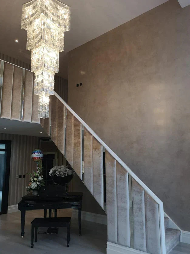 Extra Large Foyer Vertical Layers K9 Crystal Chandelier Chrome Ceiling Lighting Fixture For Staircase Entryway Decor-MEET LIGHTING