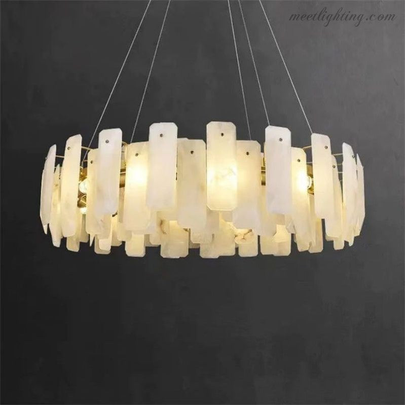 Venu Alabaster Round Chandelier-MEET LIGHTING